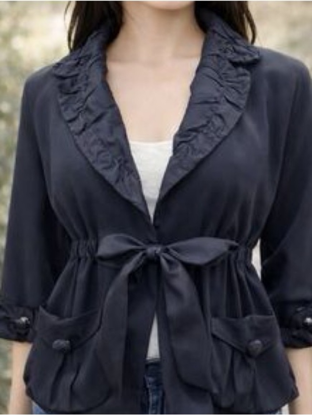 Marc by Marc Jacobs Black Viscose Blend Drawstring Jacket in Size 4